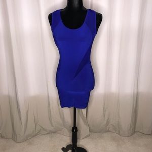 Blue sexy mesh dress